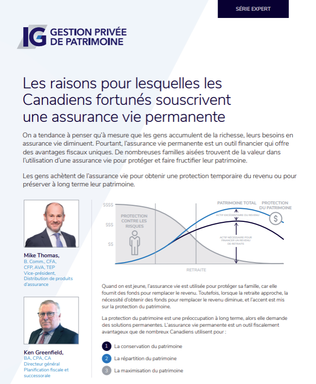 Whitepaper - Raisons pour lesquelles les Canadiens fortunés souscrivent une assurance vie permanente